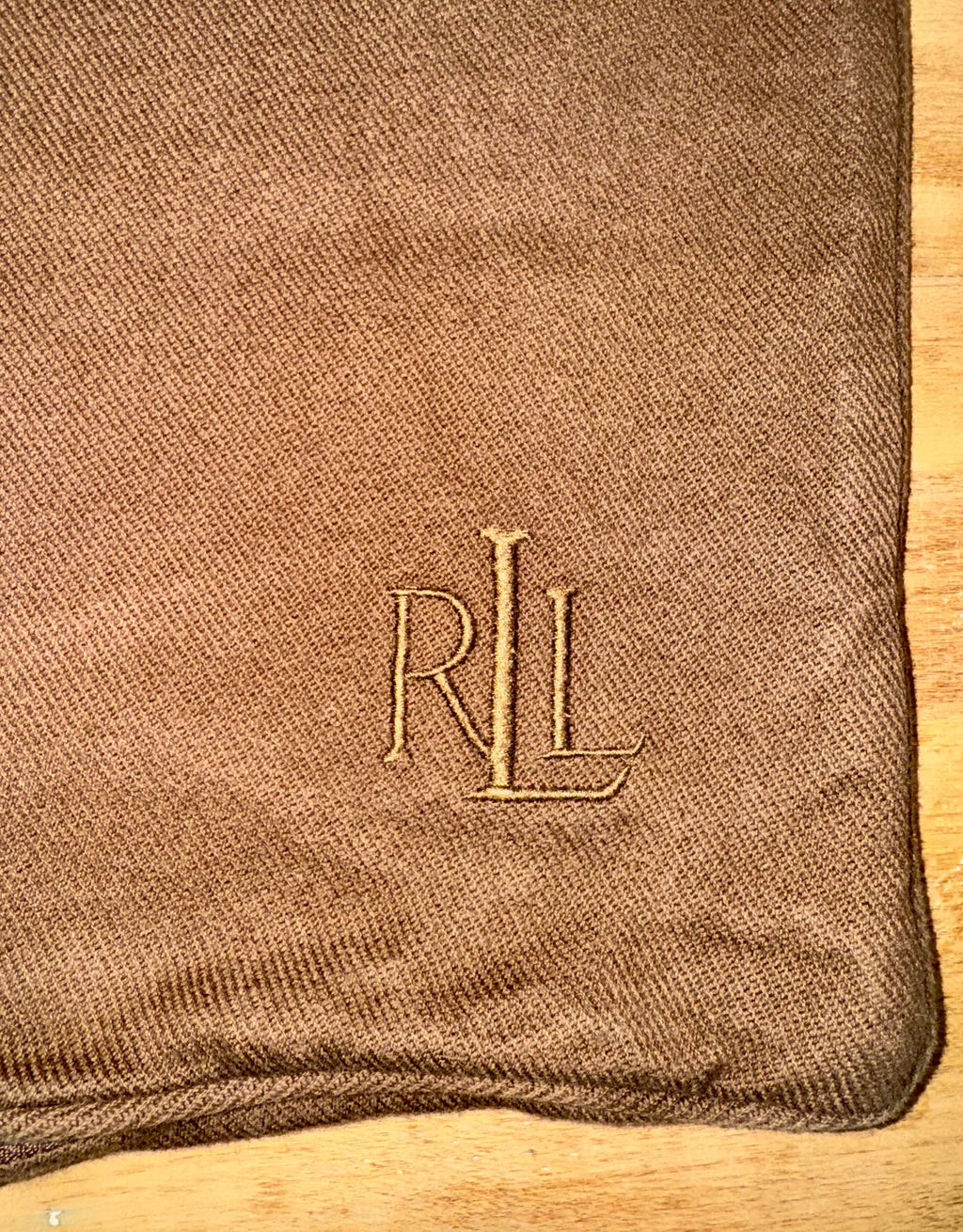 Vintage Brown Mono Ralph Lauren Pillow Cover