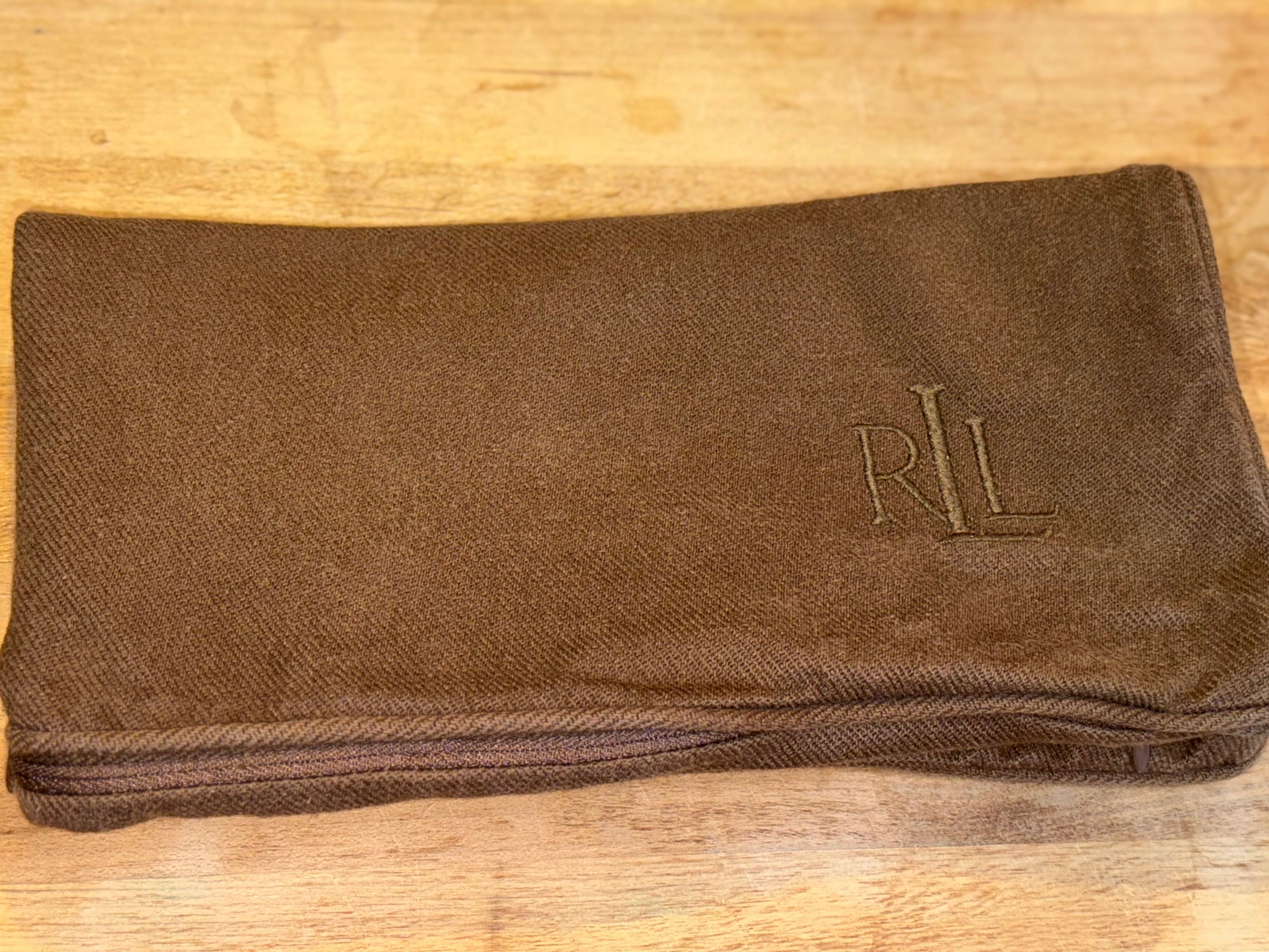 Vintage Brown Mono Ralph Lauren Pillow Cover