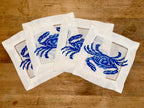 White Linen with Blue Crab Cocktail Napkins (Set of 4)