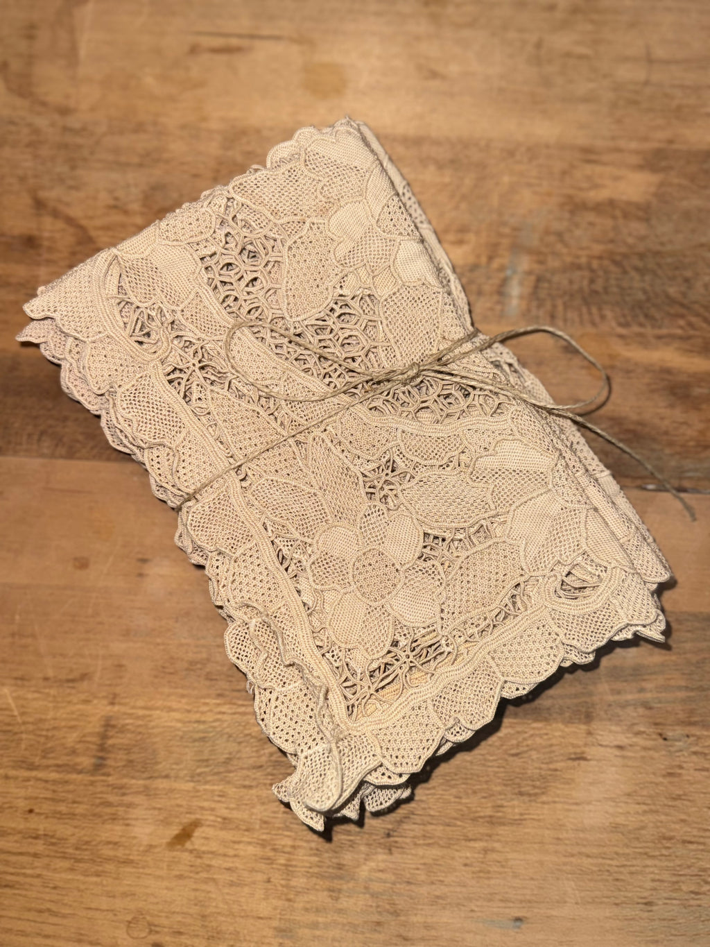 Vintage Burano Lace Doily: 1960s Italian Needle & Crochet Floral Design (Set of 6)