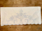 Cream Linen Pillowcase with Blue Embroidery Cut Work, King (1)