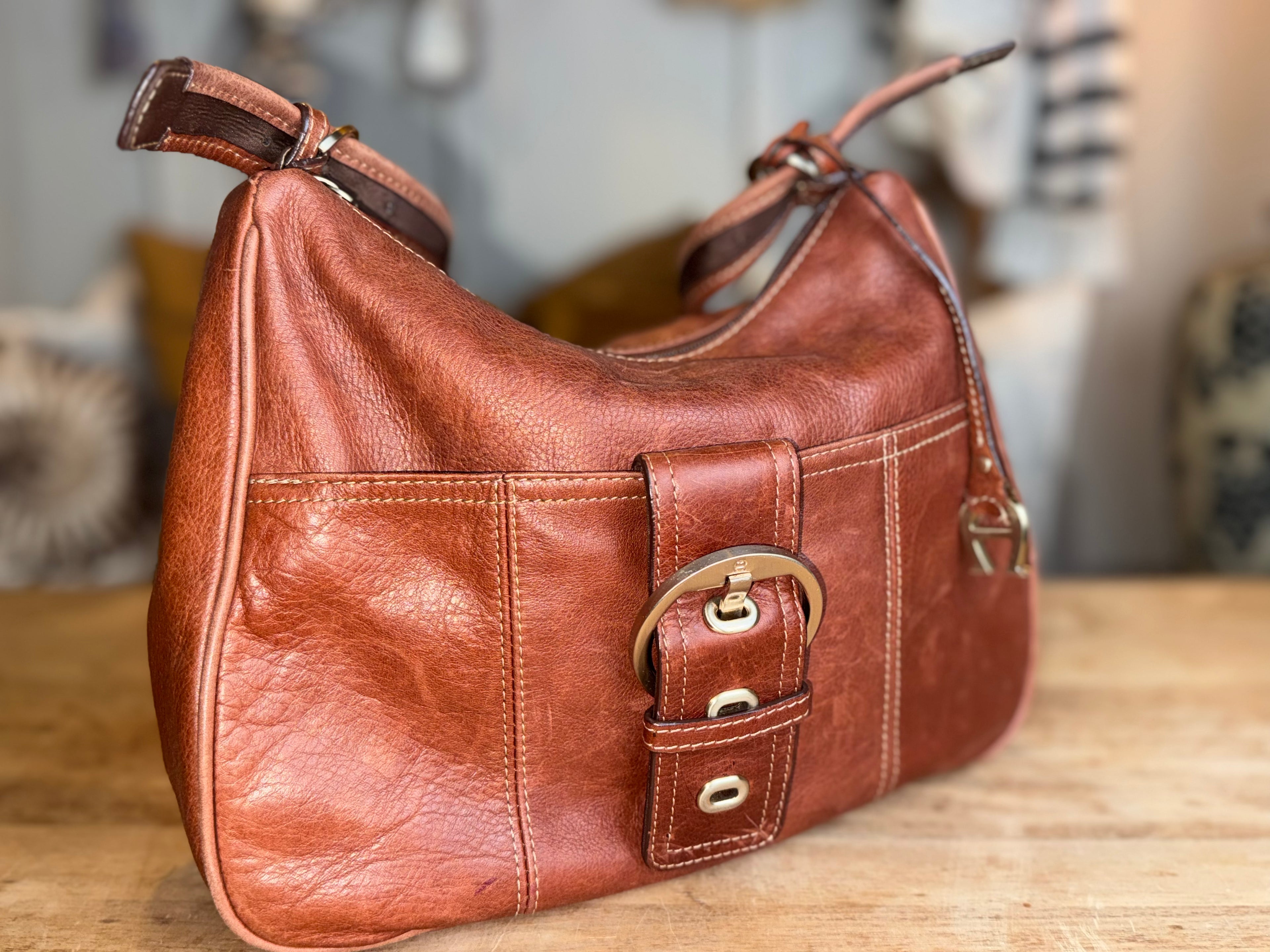 Etienne Aigner Brown Leather Saddle Shoulder Bag