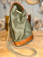 G.H. Bass and Co. Green Vinyl & Leather Backpack