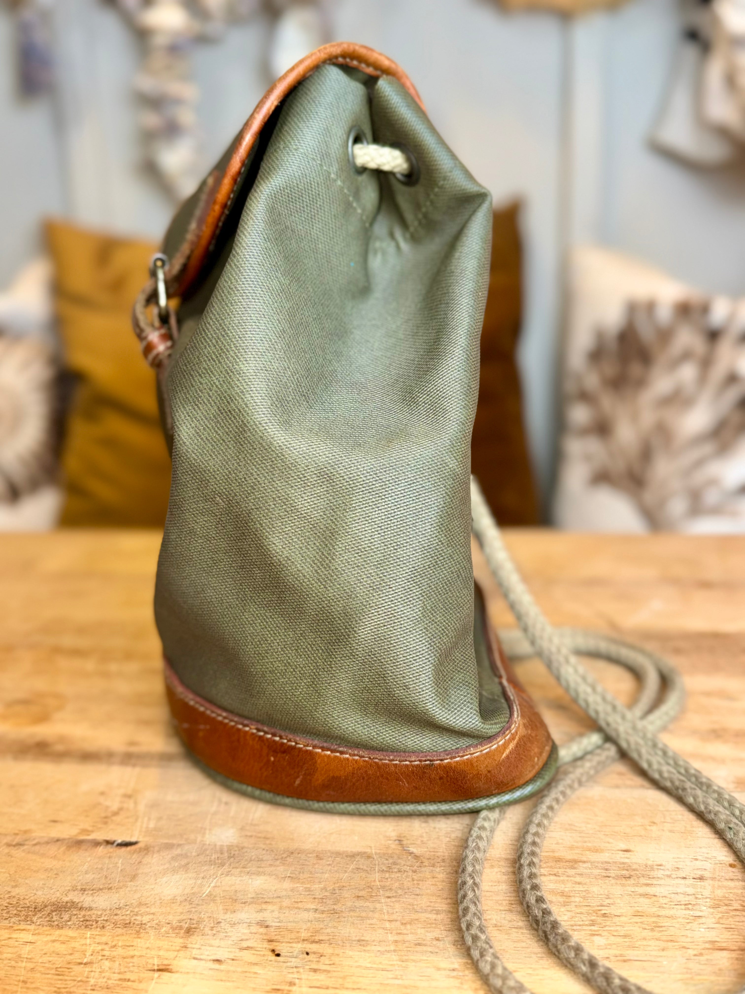 G.H. Bass and Co. Green Vinyl & Leather Backpack