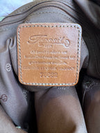 Vintage Fossil Tapestry/Leather Saddle Bag