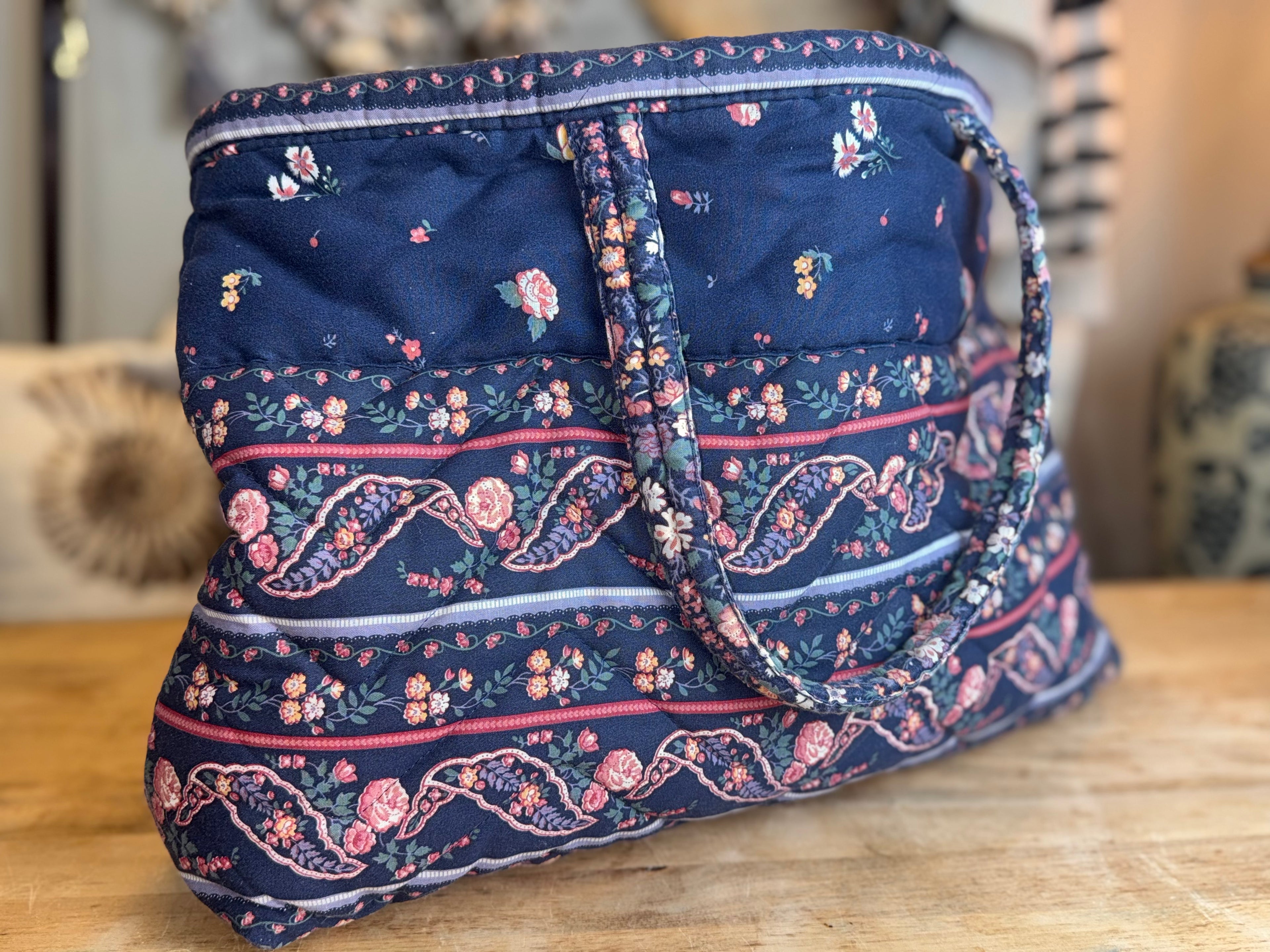 Quilted Blue Tote Bag