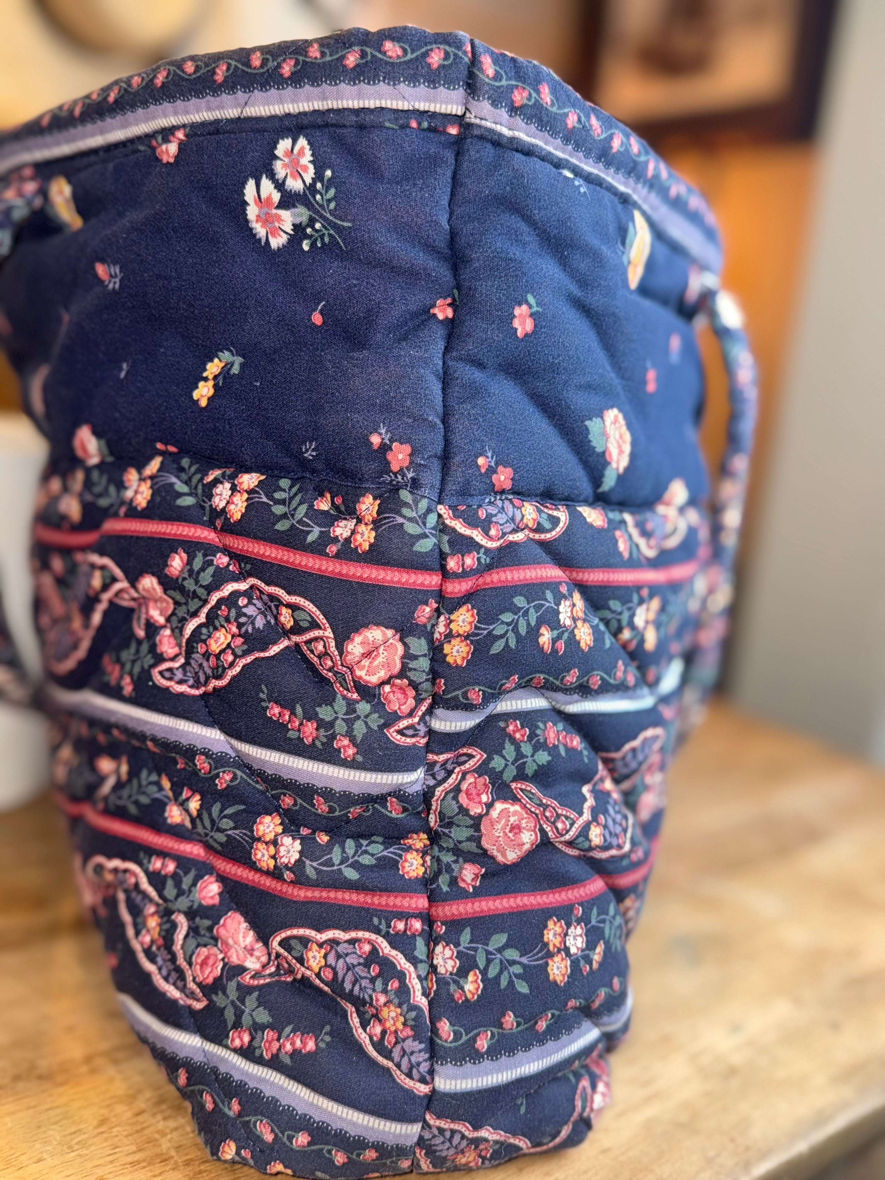 Quilted Blue Tote Bag