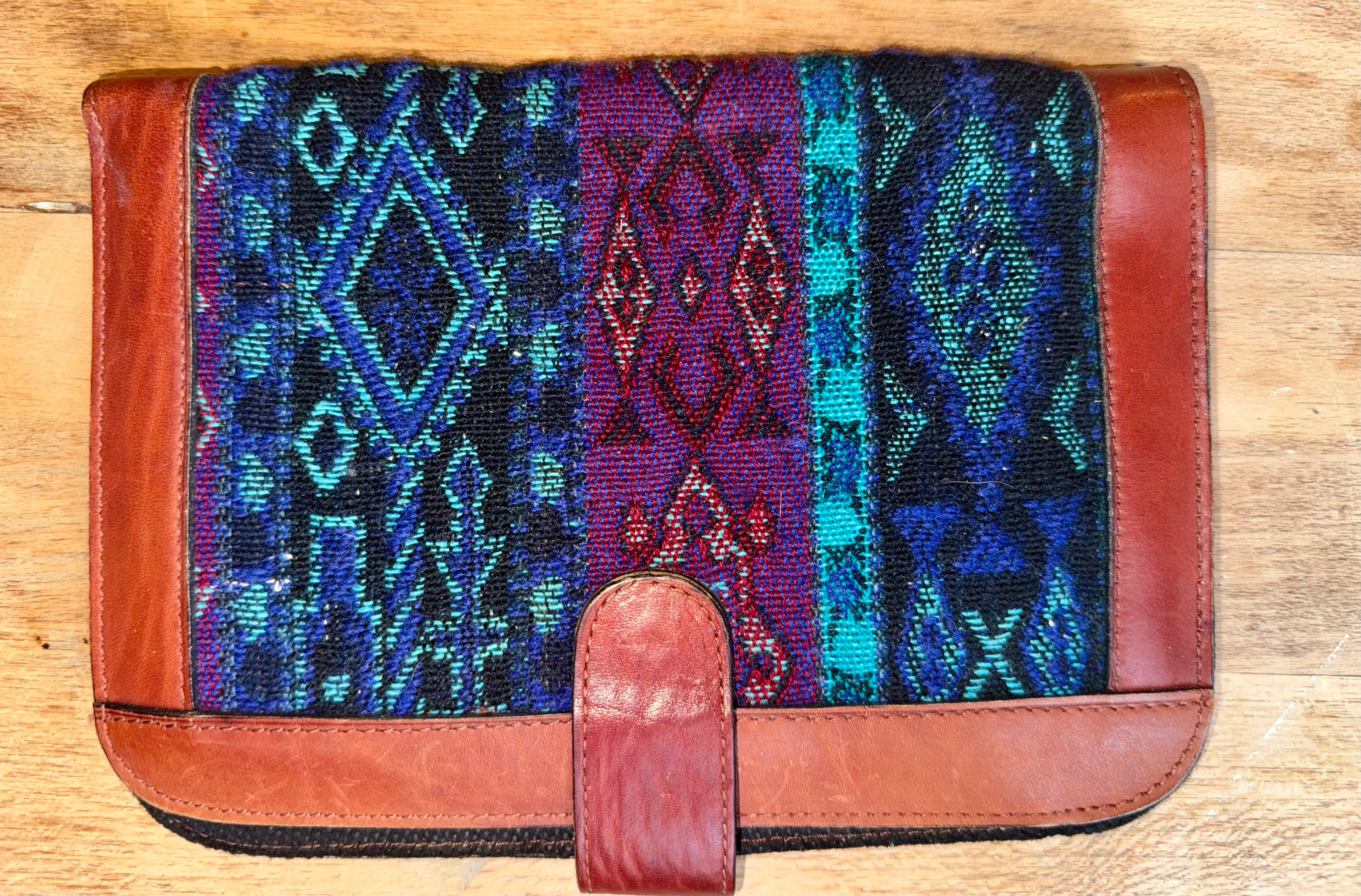 Purple/Leather Passport Wallet