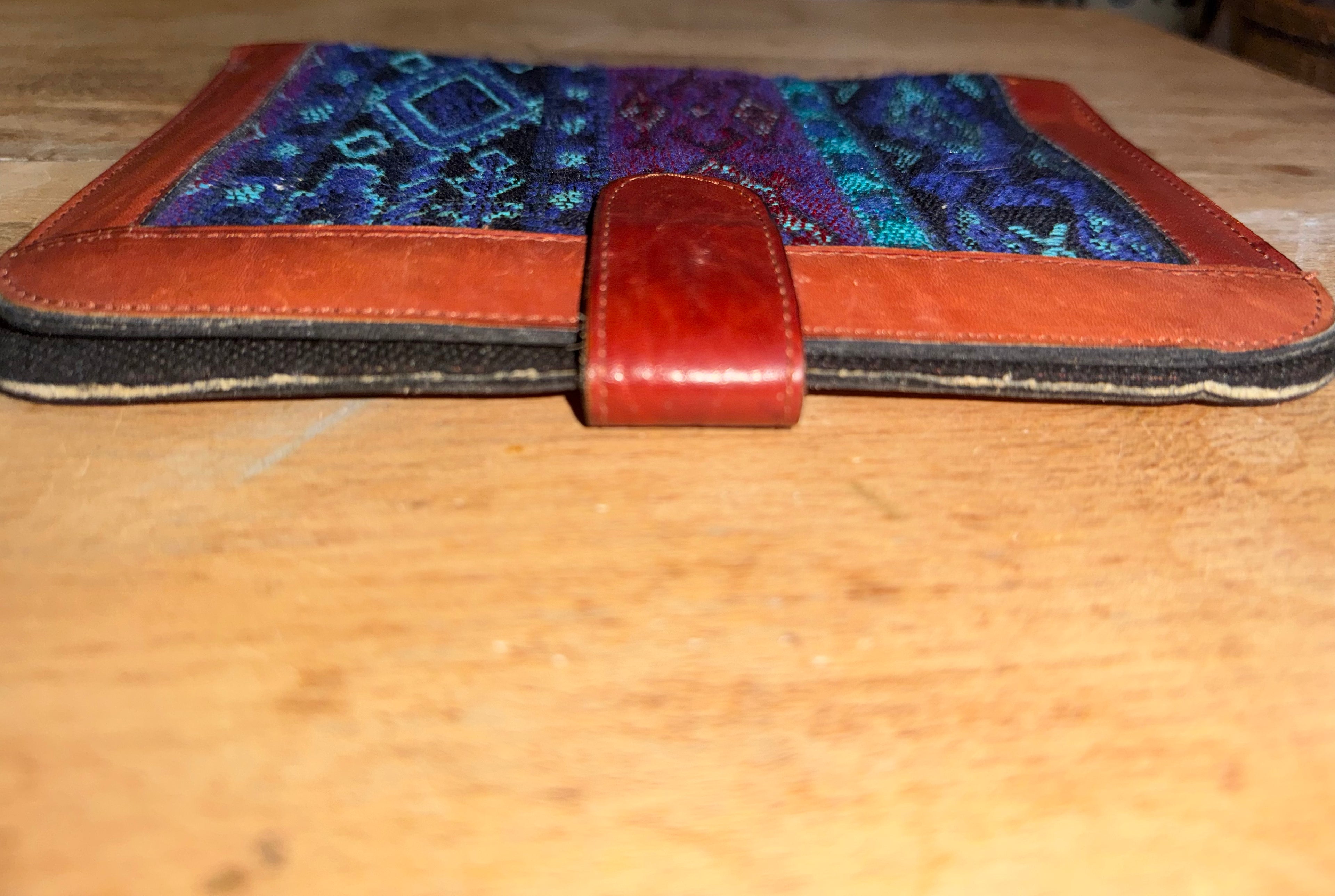 Purple/Leather Passport Wallet