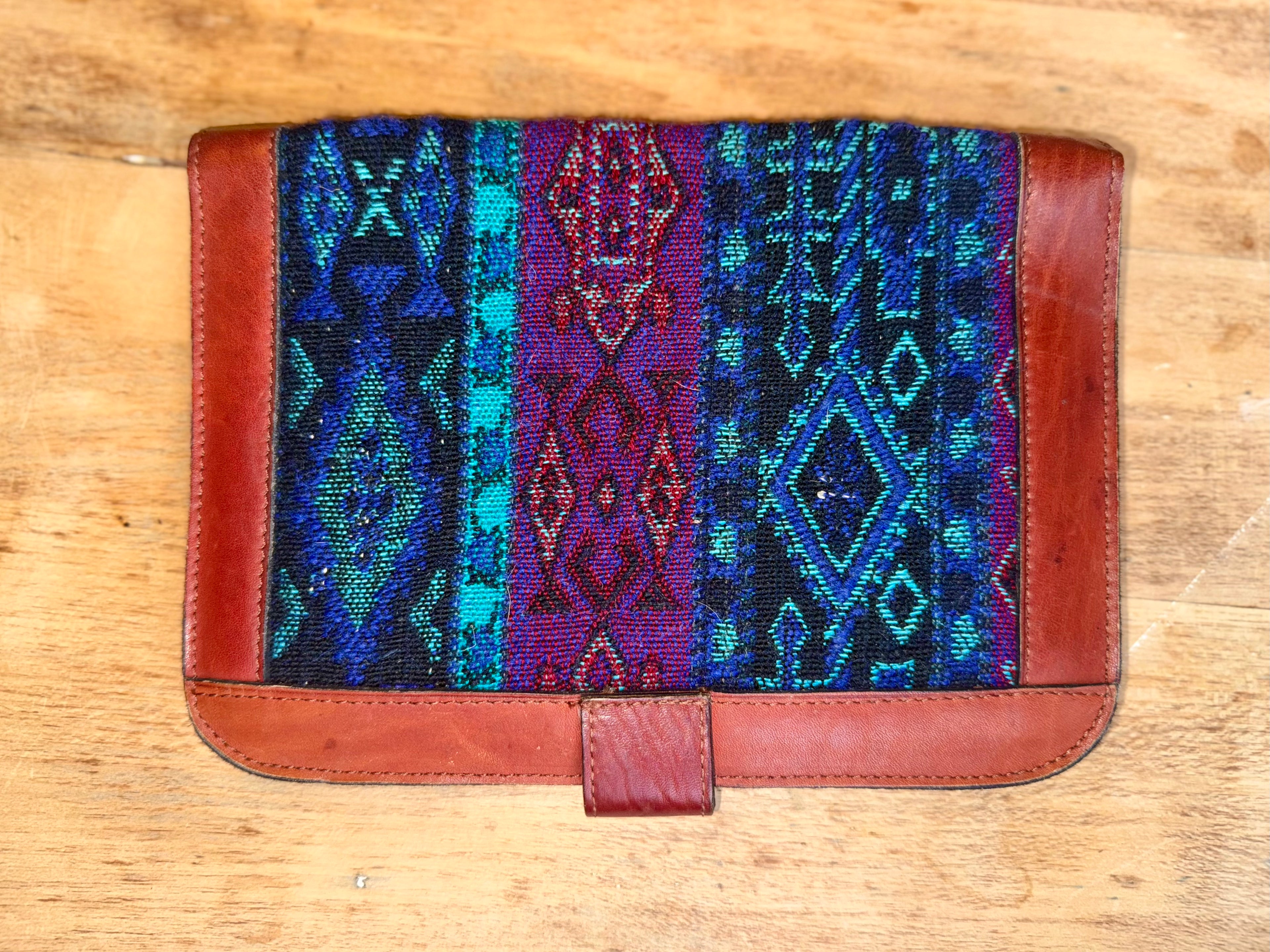 Purple/Leather Passport Wallet