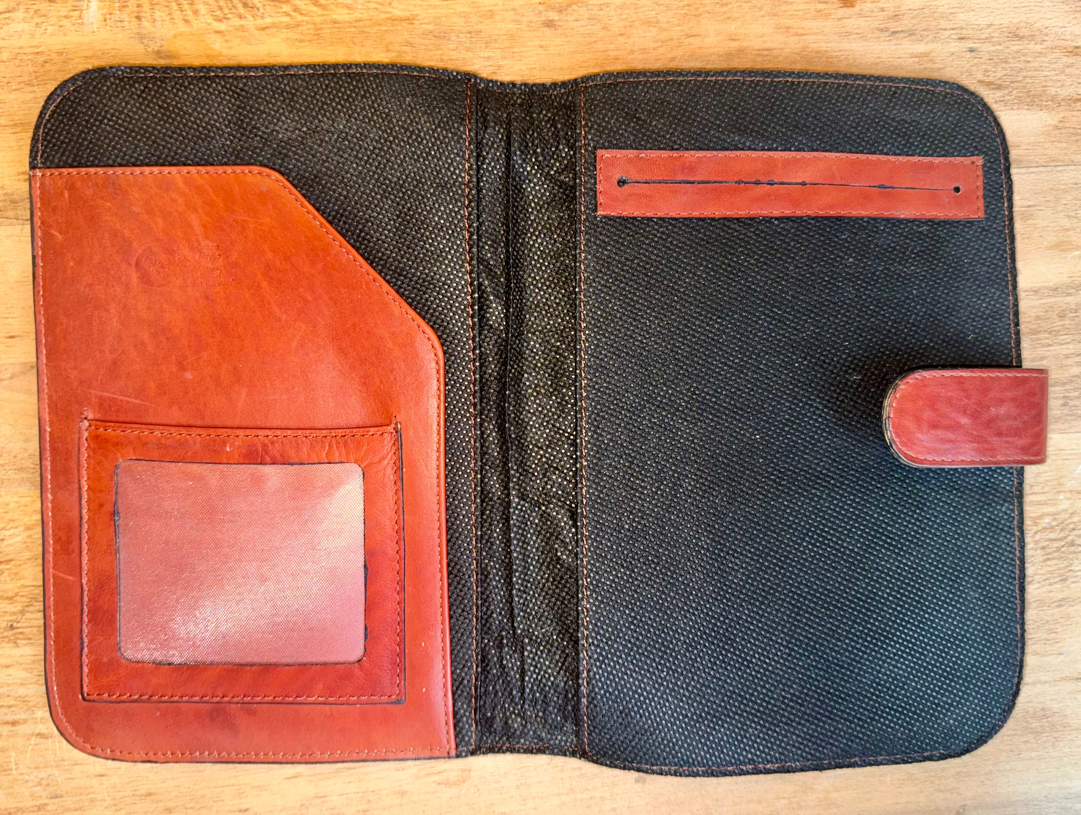 Purple/Leather Passport Wallet