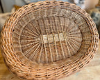 Vintage Wicker Pet Bed – Handwoven Oval Basket Dog/Cat Bed