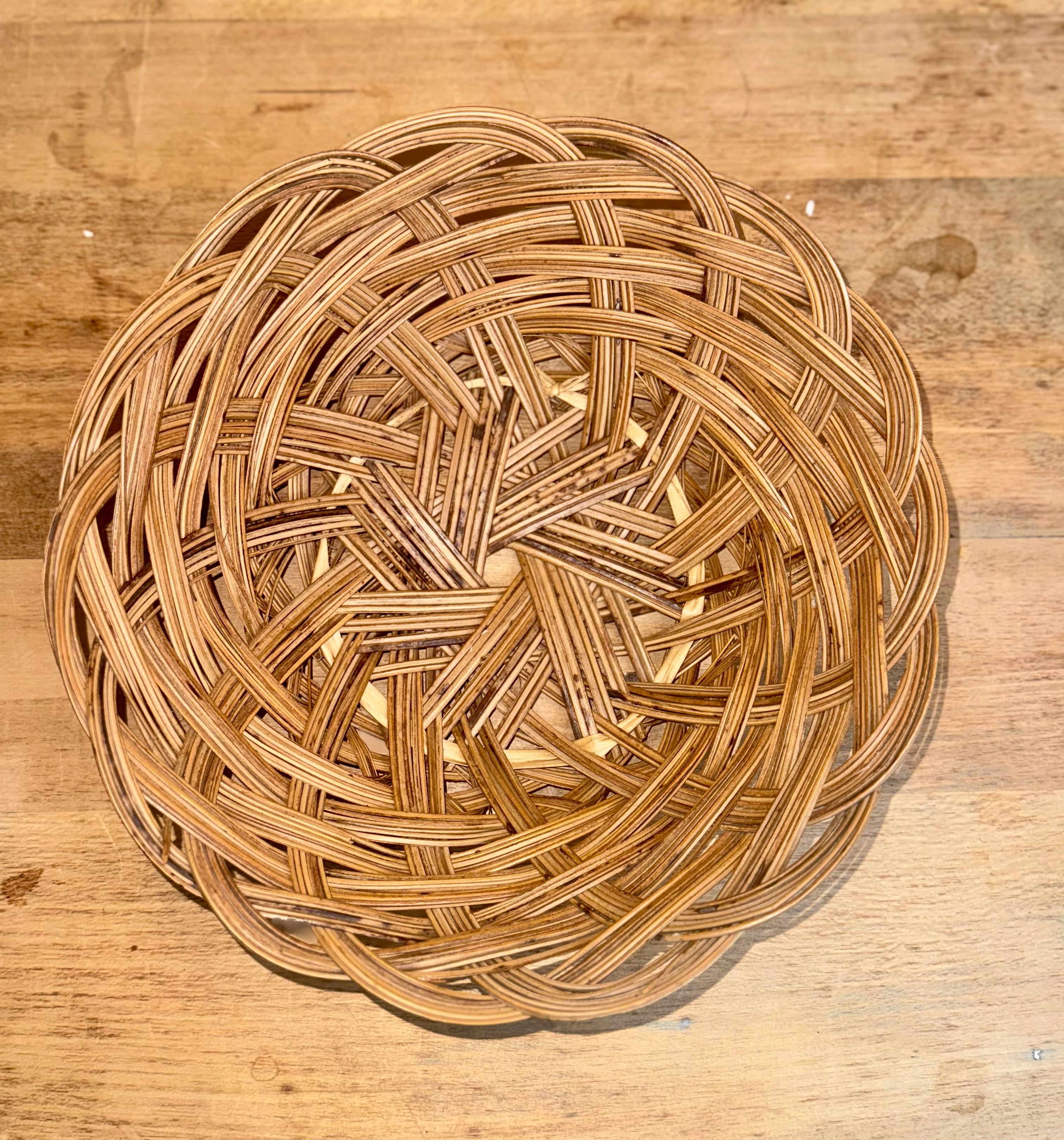 Set of 2 Handwoven Wicker Baskets – Open-Weave Decorative Bowls