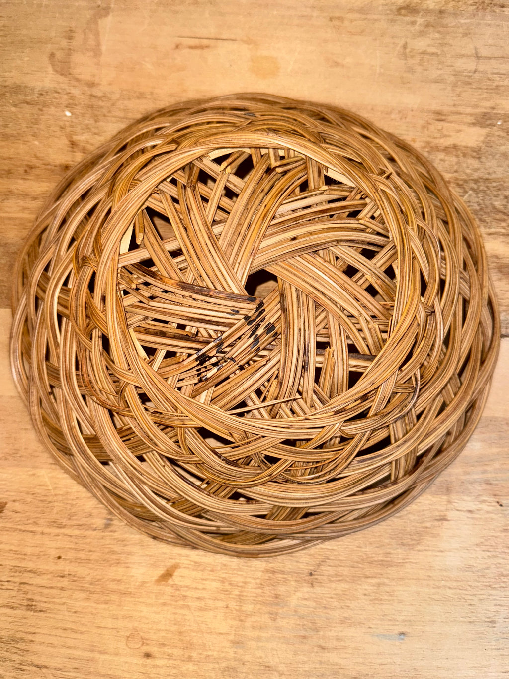 Set of 2 Handwoven Wicker Baskets – Open-Weave Decorative Bowls