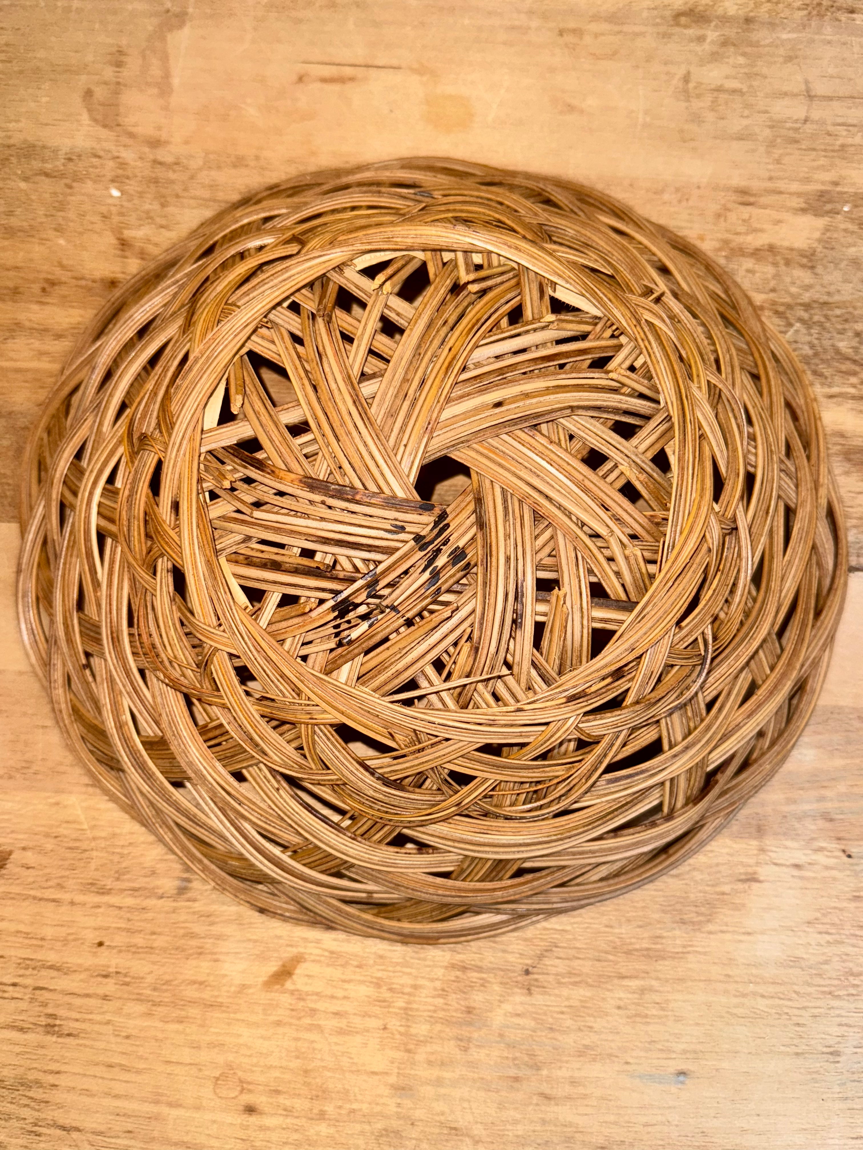 Set of 2 Handwoven Wicker Baskets – Open-Weave Decorative Bowls