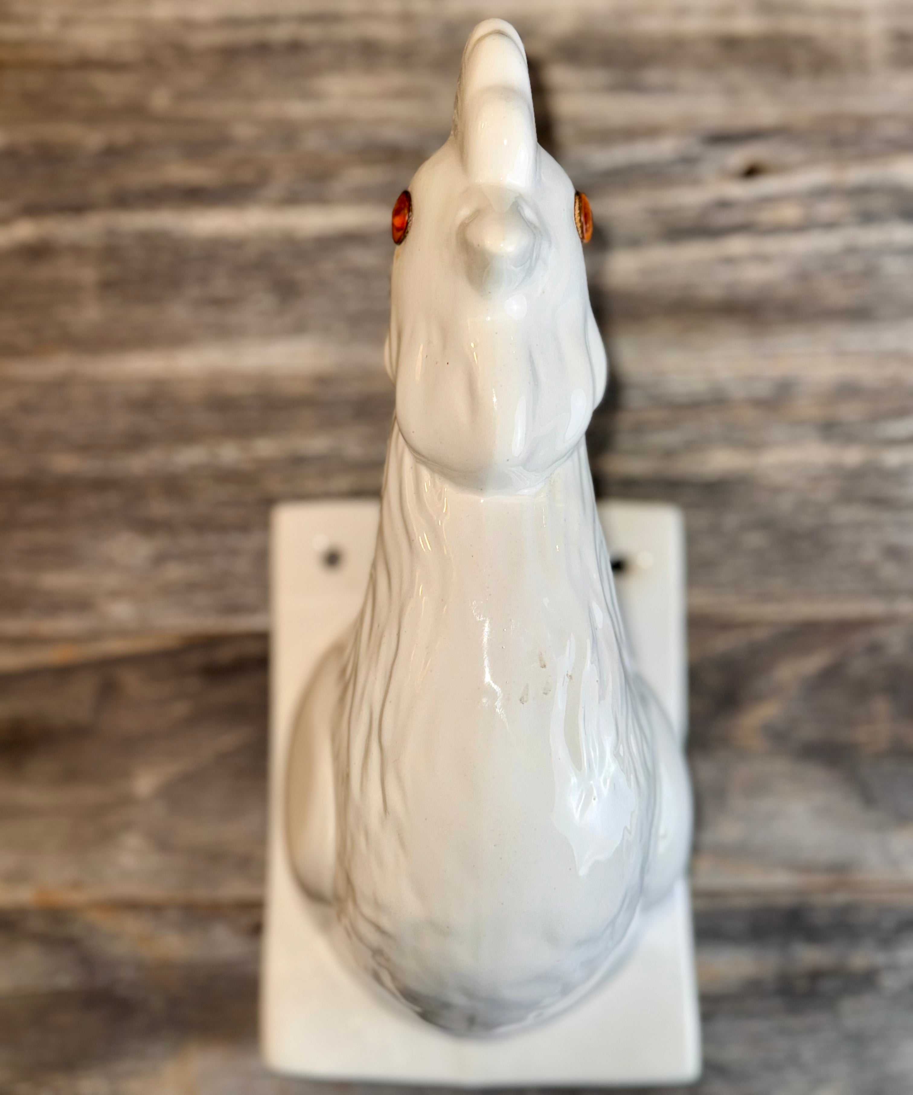 Vintage White Ceramic Rooster Wall Hook Decor