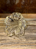 Iridescent and Clear Hand Blown Art Glass Flower Vase.
