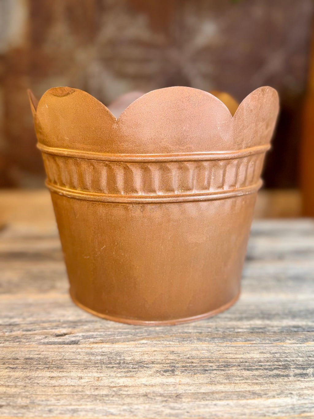 Scalloped Metal Bucket/Planter