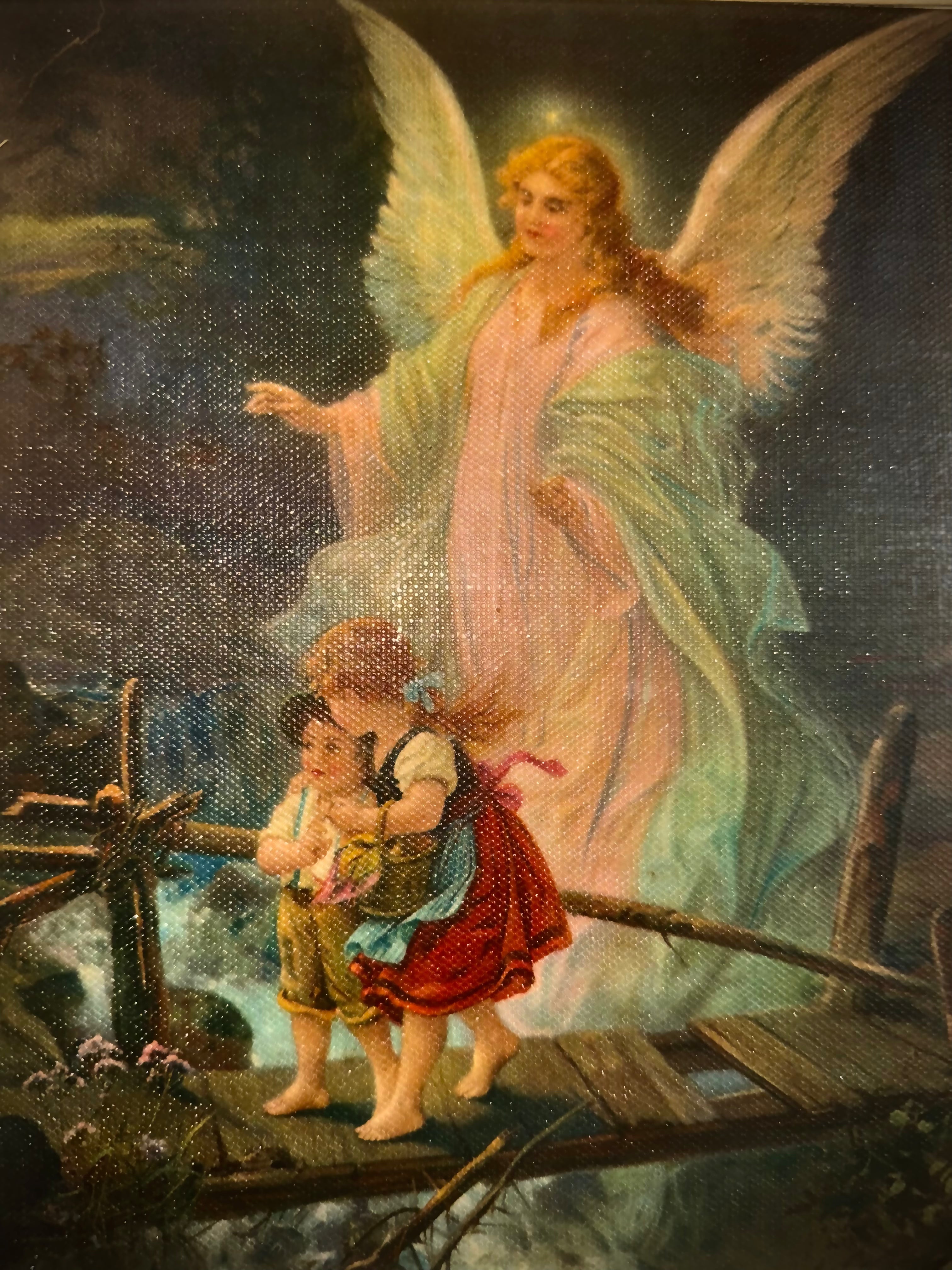 Vintage Artwork, "Guardian Angel on the Bridge"