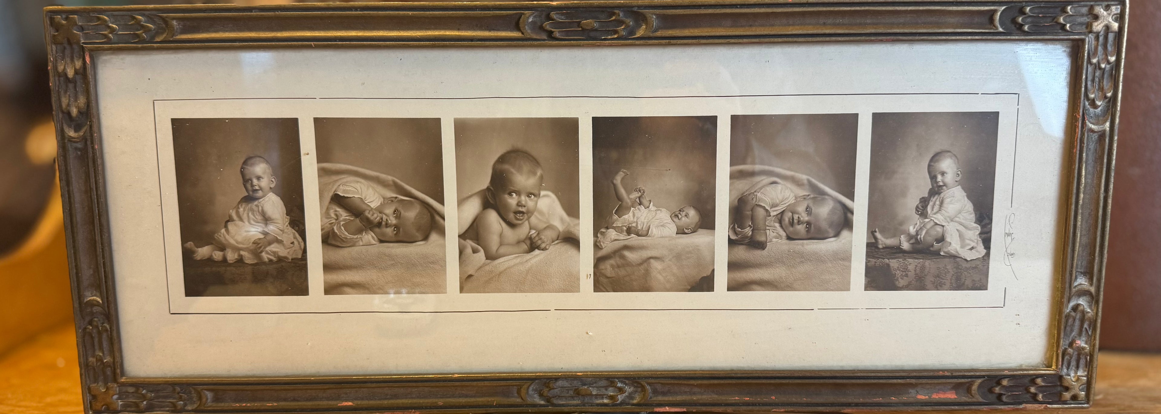 Antique Framed Photo Collage Feat. Baby from the 1920's