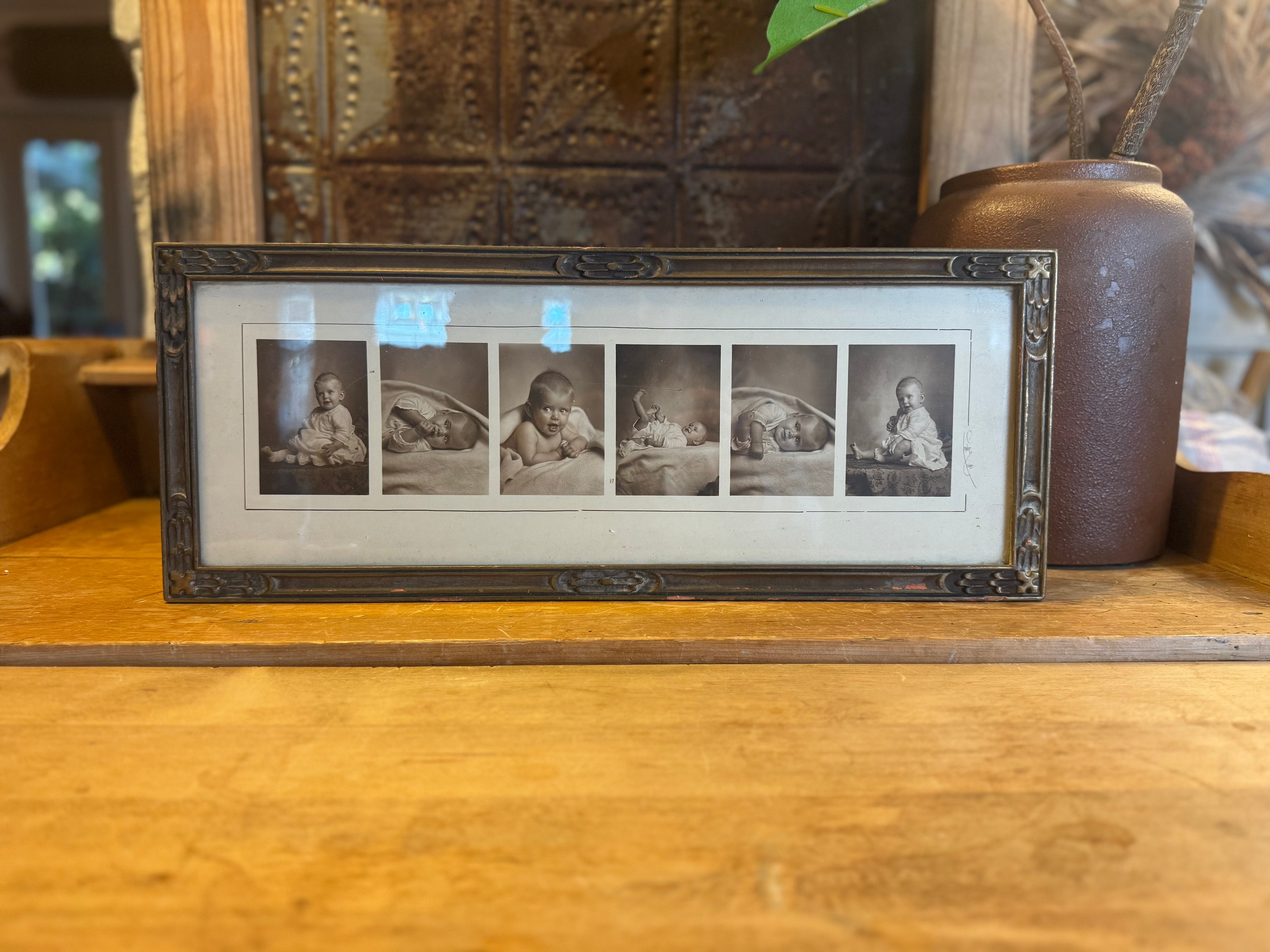 Antique Framed Photo Collage Feat. Baby from the 1920's
