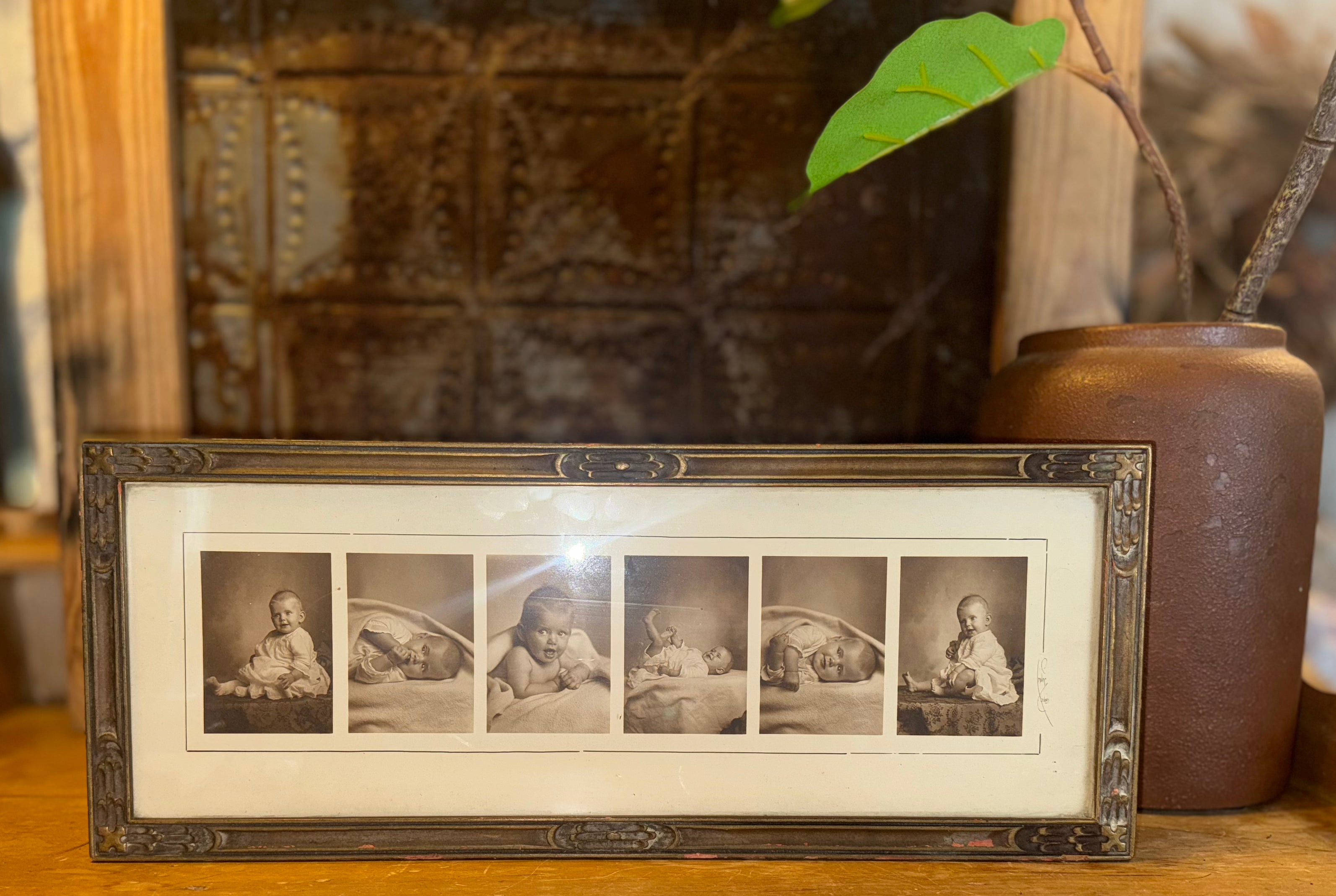 Antique Framed Photo Collage Feat. Baby from the 1920's