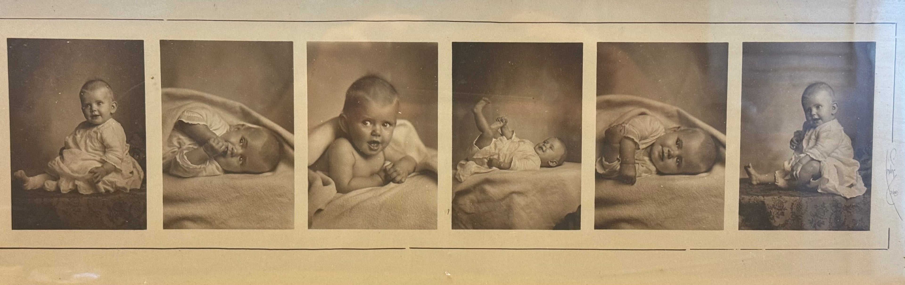 Antique Framed Photo Collage Feat. Baby from the 1920's