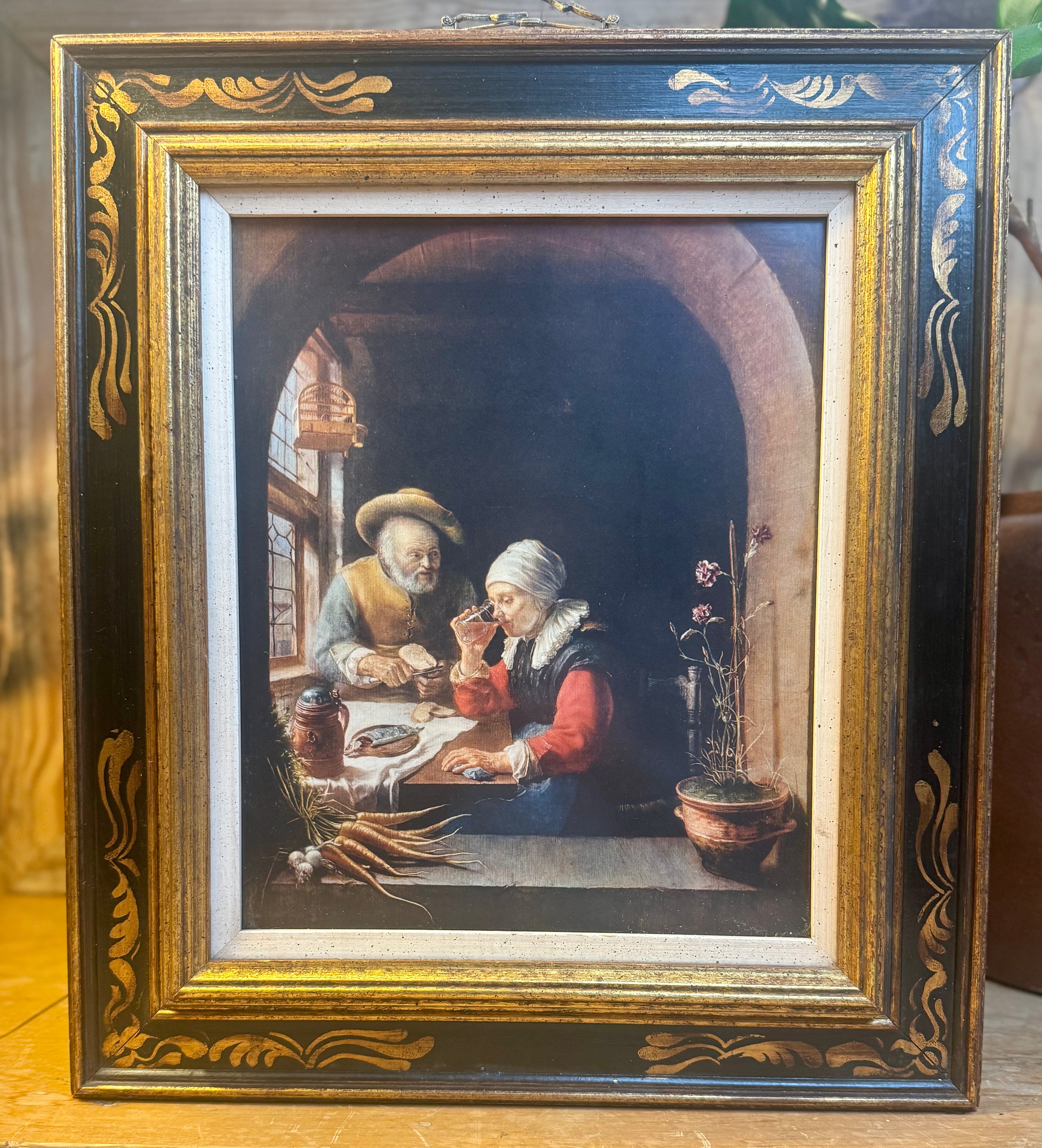 Framed Reproduction of The Painting "The Repast of Two Old People"