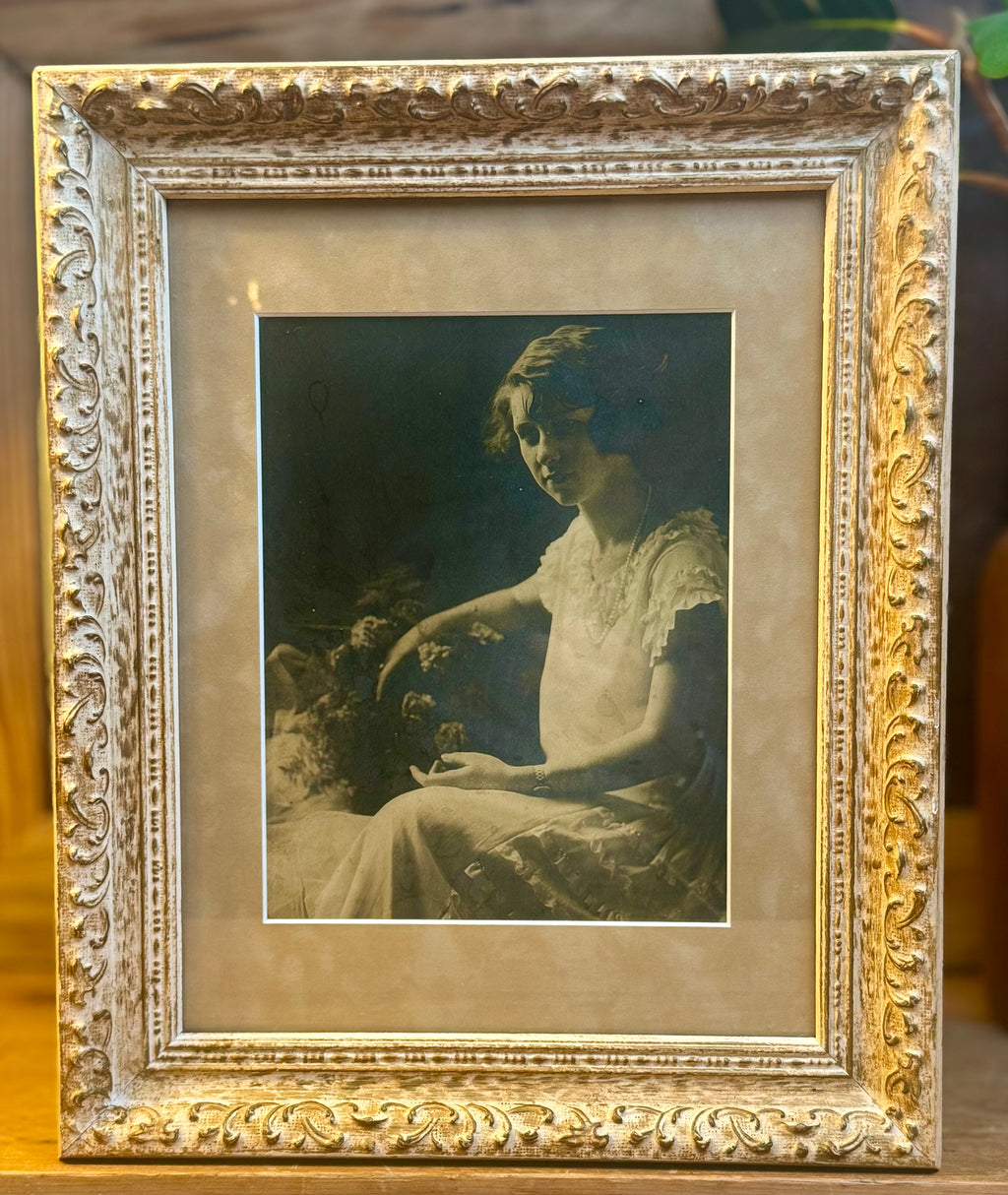 Vintage Print of A Portrait Of A Young Woman