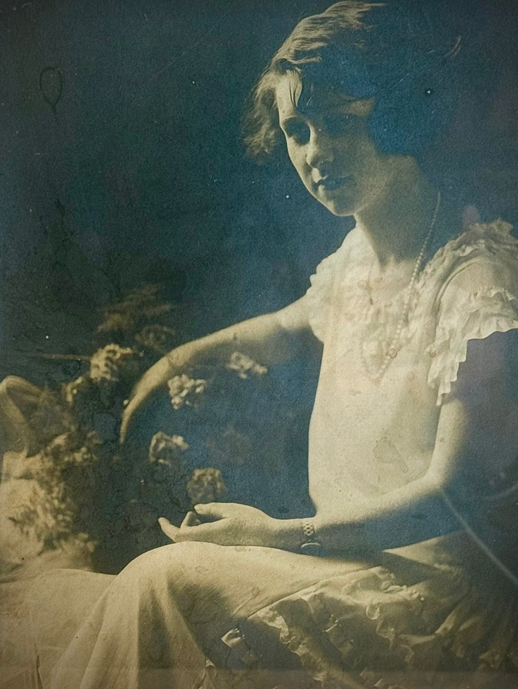 Vintage Print of A Portrait Of A Young Woman