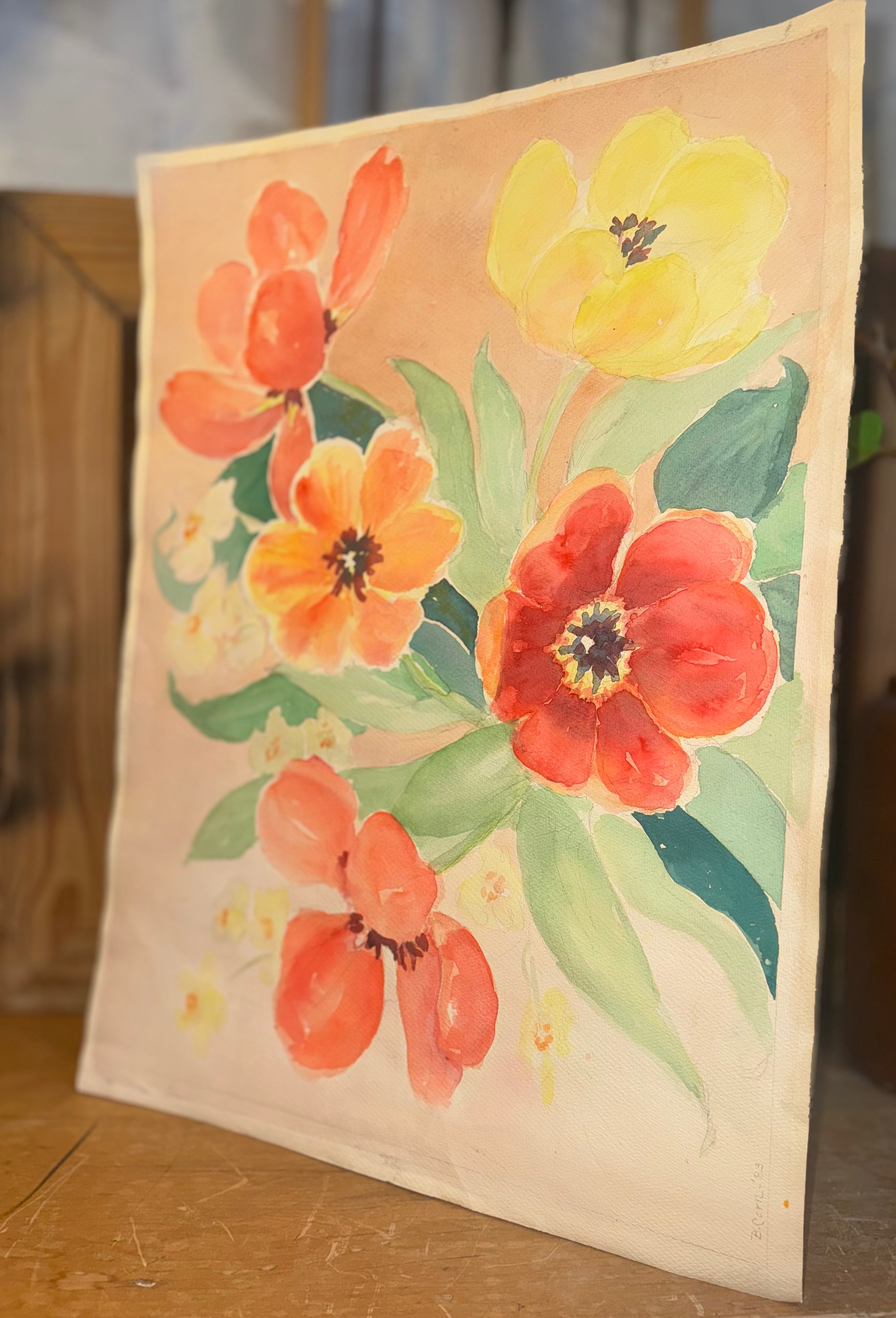 Vintage Floral Water Color Painting