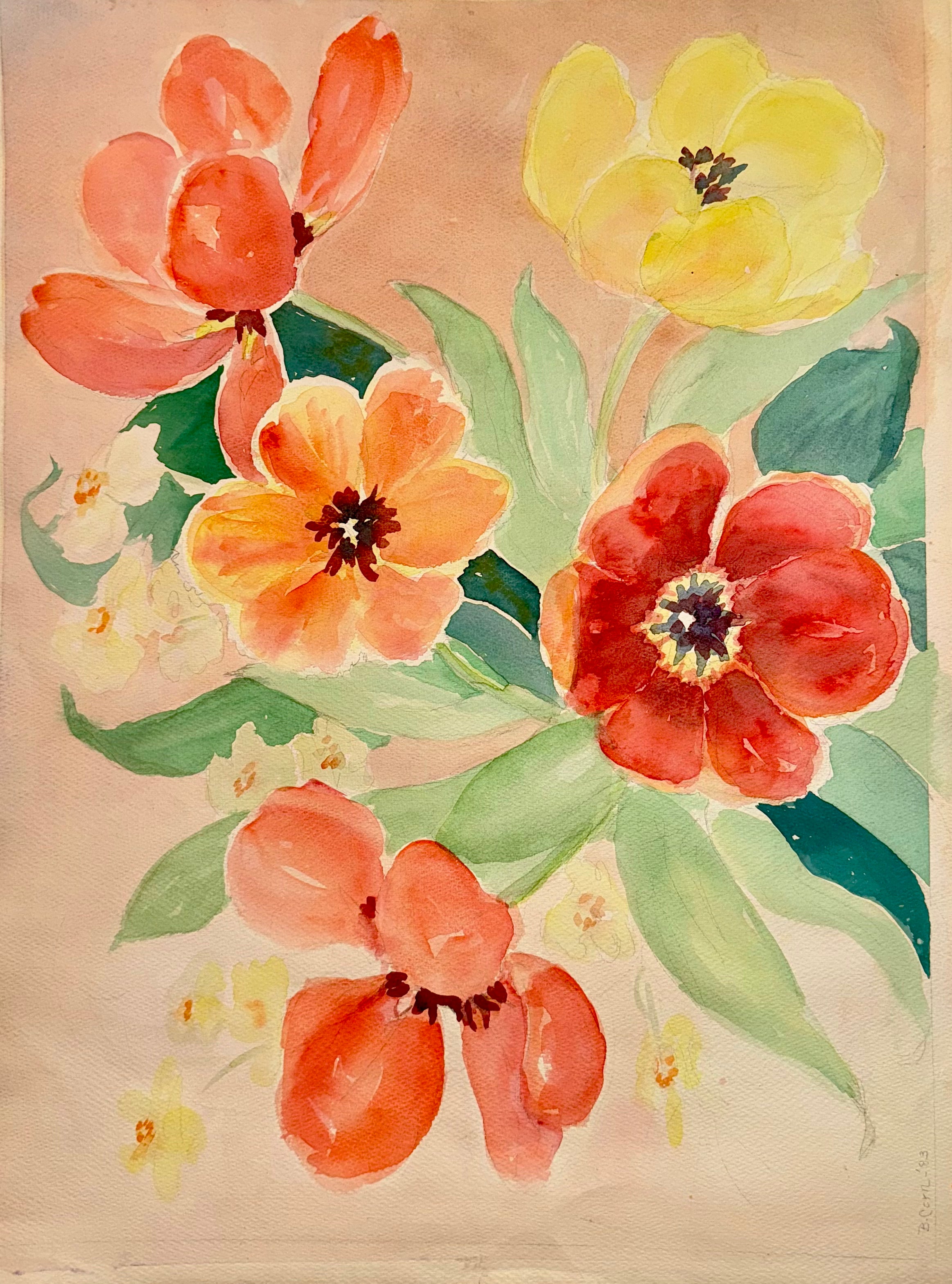 Vintage Floral Water Color Painting