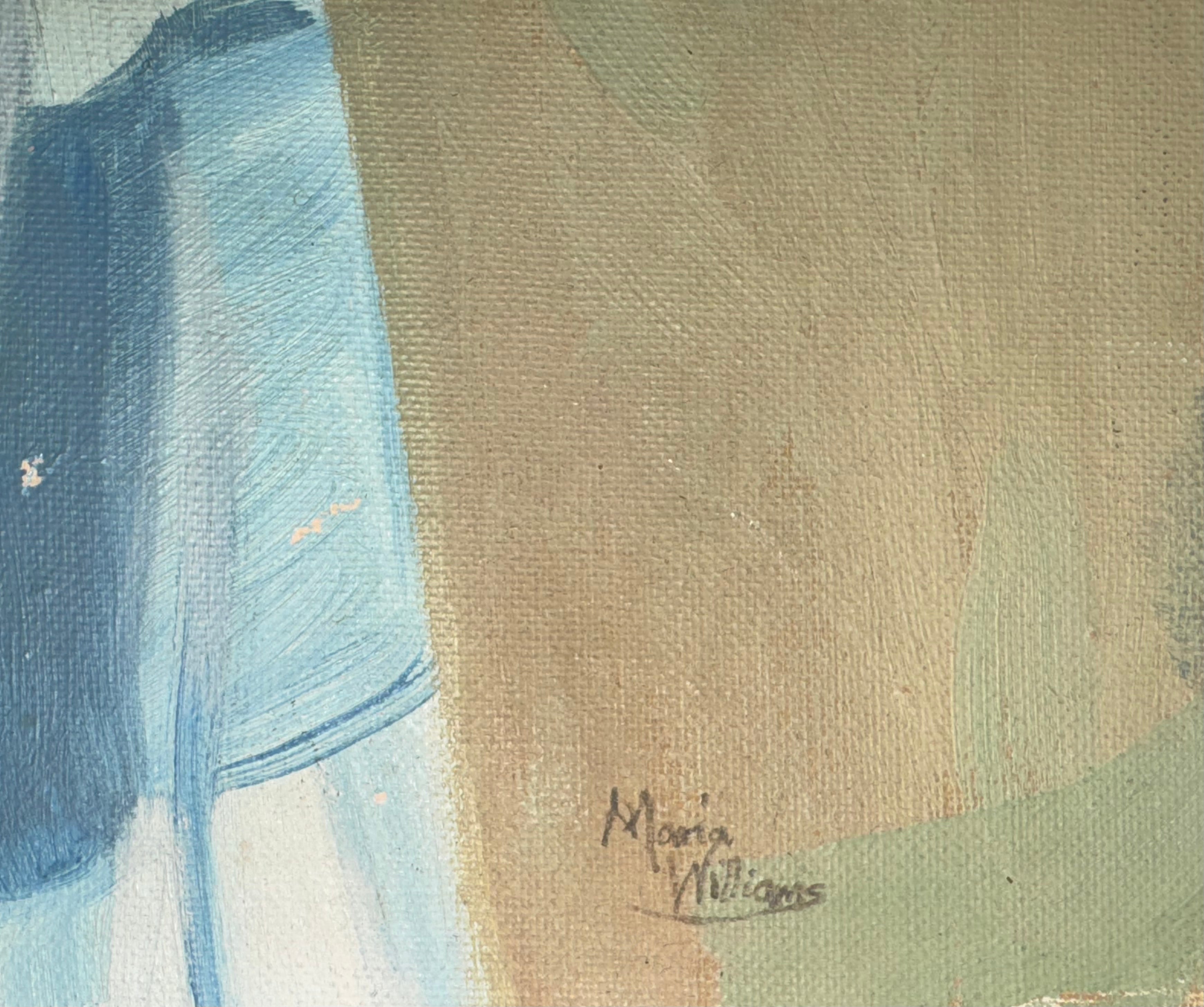 Signed Vintage Painting of A Boy In Blue