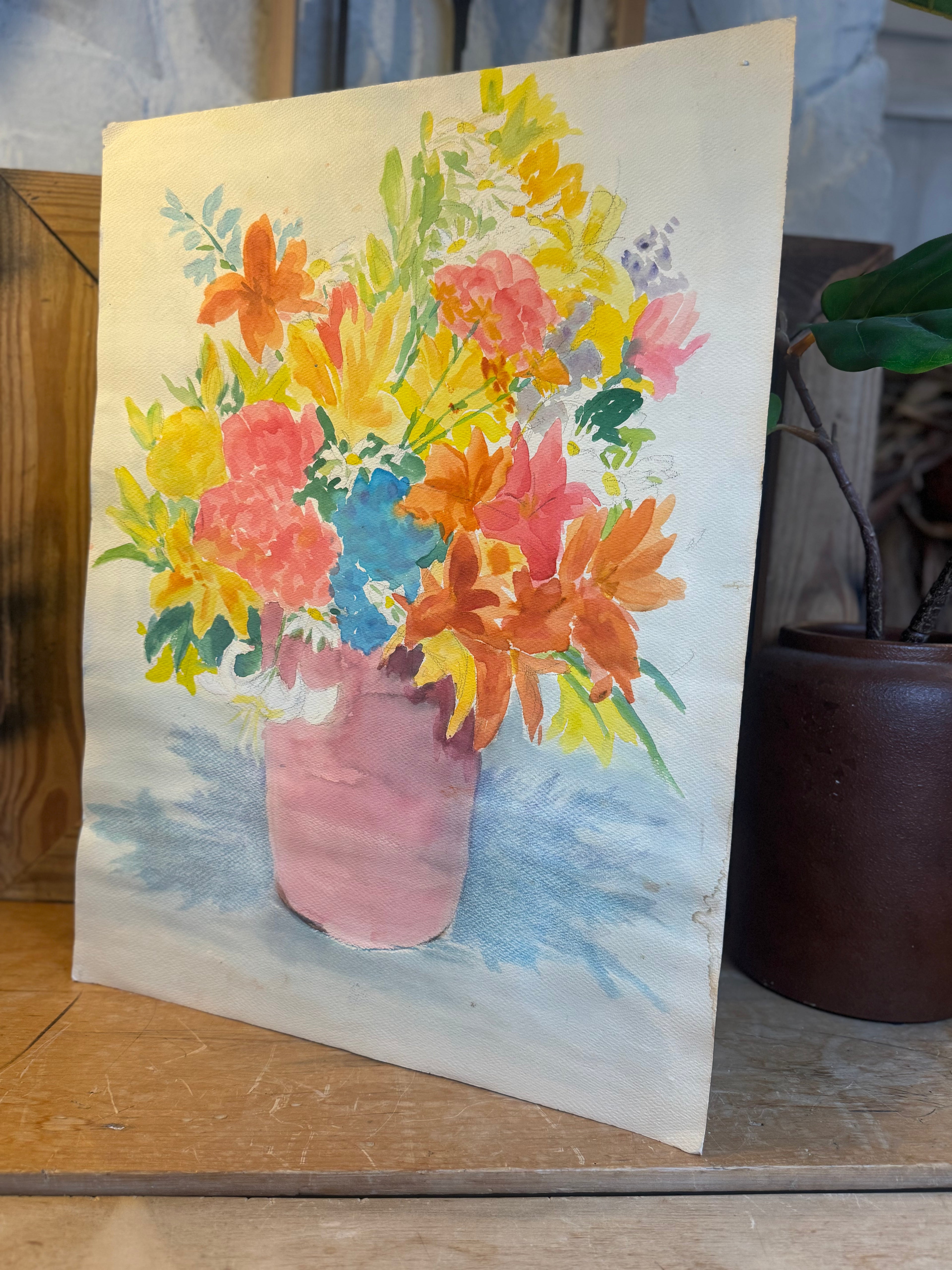 Vintage 1983 Water Floral Water Color