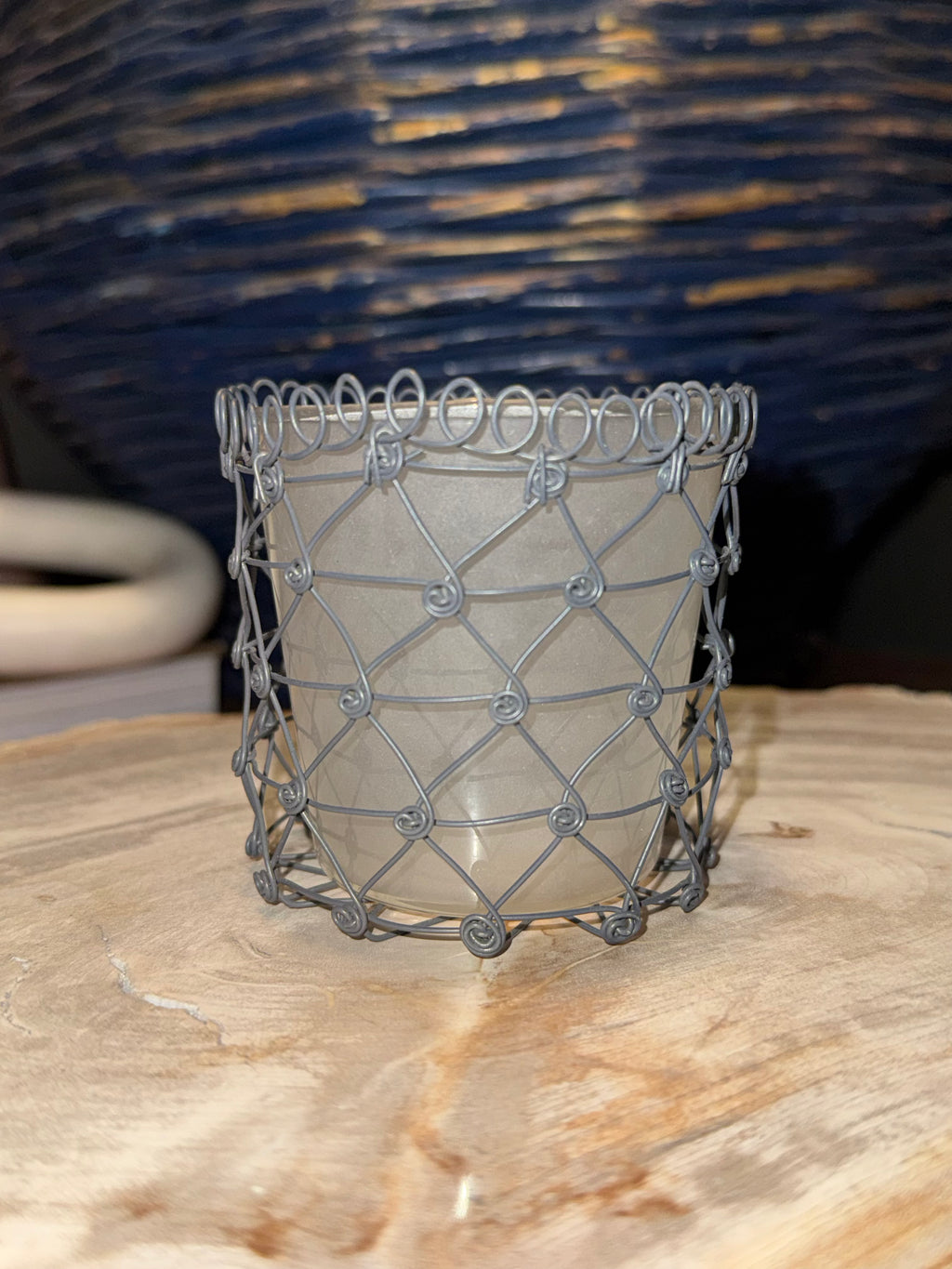 Iron and Frosted Glass Votive Set