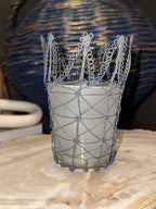 Iron and Frosted Glass Votive Set