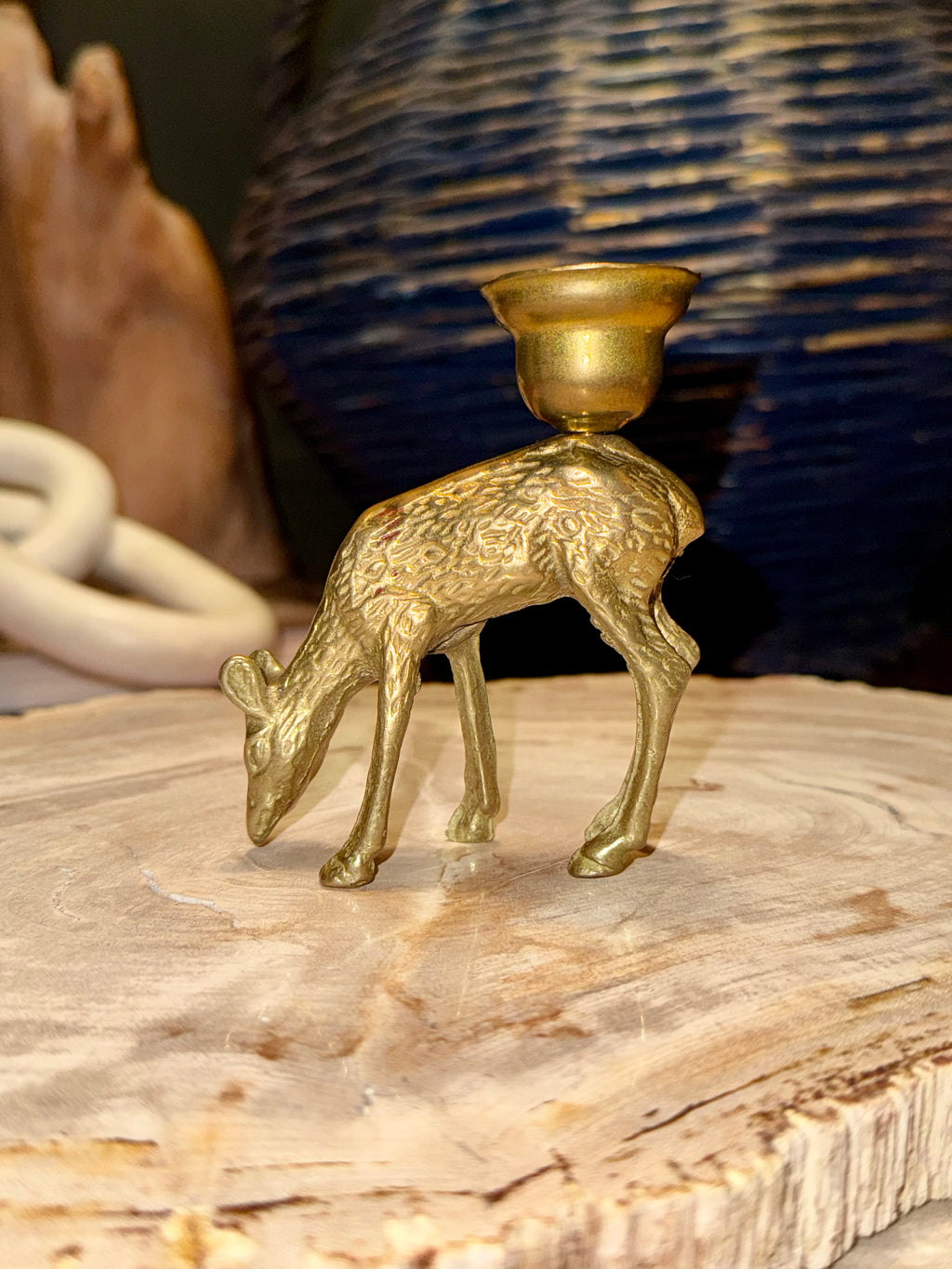 Brass Deer Candle Holder Set