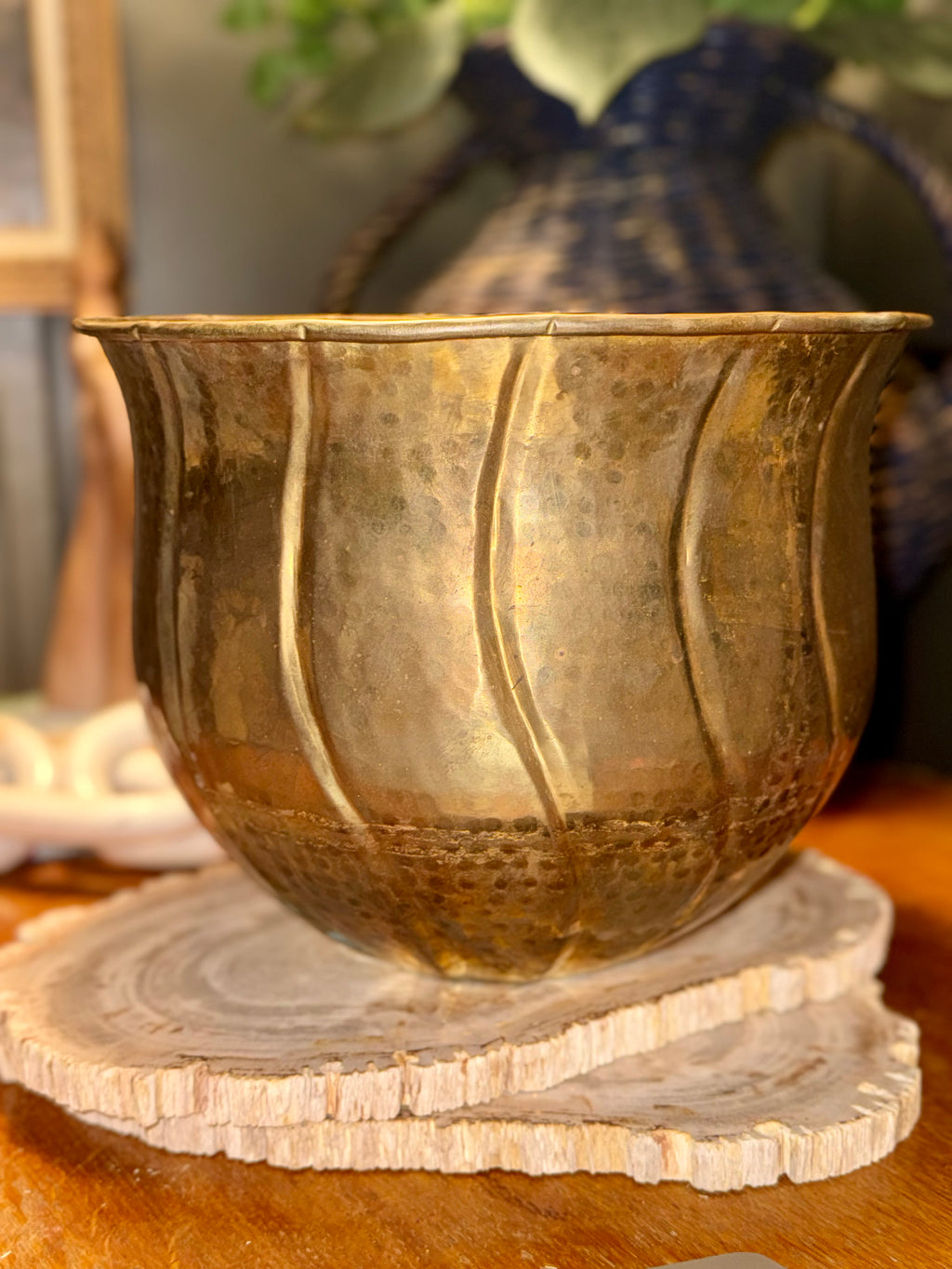 Vintage Medium Brass Planter