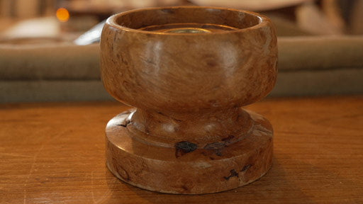 Handcrafted Burlwood Candle Holder – Natural Wood Art with Stunning Grain