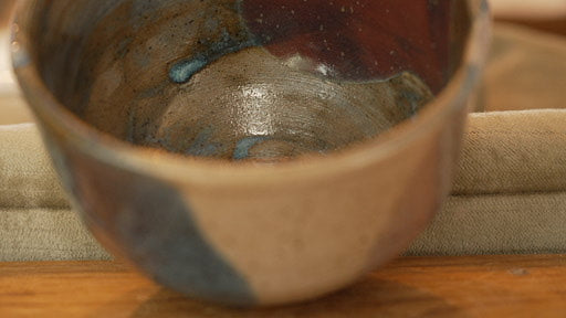 Handcrafted Stoneware Bowl Tricolor Glaze