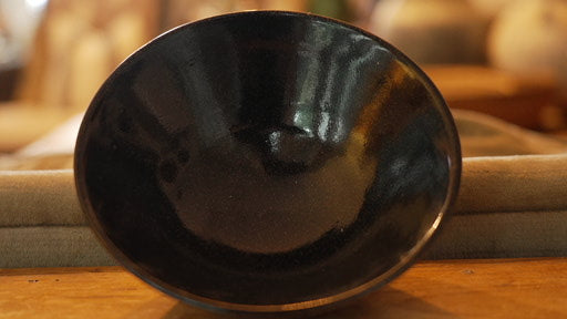 Large Handcrafted Black-Glazed w/ Brown Speckles Pottery Bowl – Studio Art Stoneware