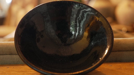 Large Handcrafted Black-Glazed w/ Brown Speckles Pottery Bowl – Studio Art Stoneware