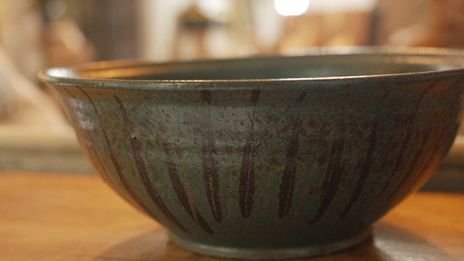 Handmade Green Serving Bowl by Dick Ketelle