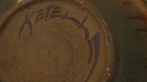 Handmade Green Serving Bowl by Dick Ketelle